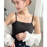 ブラック | カップ付きテレコリブスクエアキャミソール | moment+