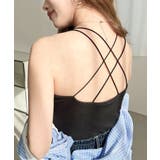 ブラック | カップ付きバッククロスストラップスクエアキャミソール | moment+