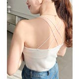 オフホワイト | カップ付きバッククロスストラップスクエアキャミソール | moment+