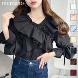 ドビーストライプマルチウェイオフショルクロスフリルショート丈ブラウス | moment+ | 詳細画像1 