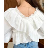 ドビーストライプマルチウェイオフショルクロスフリルショート丈ブラウス | moment+ | 詳細画像11 