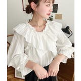 ドビーストライプマルチウェイオフショルクロスフリルショート丈ブラウス | moment+ | 詳細画像12 