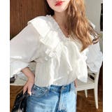 ドビーストライプマルチウェイオフショルクロスフリルショート丈ブラウス | moment+ | 詳細画像2 