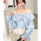 ドビーストライプマルチウェイオフショルクロスフリルショート丈ブラウス | moment+ | 詳細画像20 