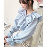 ドビーストライプマルチウェイオフショルクロスフリルショート丈ブラウス | moment+ | 詳細画像21 