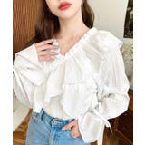 ドビーストライプマルチウェイオフショルクロスフリルショート丈ブラウス | moment+ | 詳細画像3 