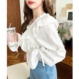 ドビーストライプマルチウェイオフショルクロスフリルショート丈ブラウス | moment+ | 詳細画像4 