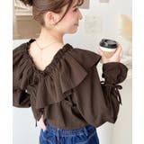 ドビーストライプマルチウェイオフショルクロスフリルショート丈ブラウス | moment+ | 詳細画像55 