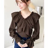 ドビーストライプマルチウェイオフショルクロスフリルショート丈ブラウス | moment+ | 詳細画像56 