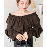 ドビーストライプマルチウェイオフショルクロスフリルショート丈ブラウス | moment+ | 詳細画像64 