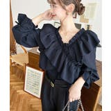 ドビーストライプマルチウェイオフショルクロスフリルショート丈ブラウス | moment+ | 詳細画像65 