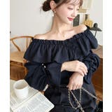 ドビーストライプマルチウェイオフショルクロスフリルショート丈ブラウス | moment+ | 詳細画像66 