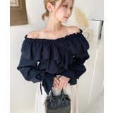 ドビーストライプマルチウェイオフショルクロスフリルショート丈ブラウス | moment+ | 詳細画像69 