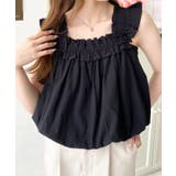 コットンワッシャーフリルショルダーバルーンシルエットノースリーブトップス | moment+ | 詳細画像1