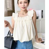 コットンワッシャーフリルショルダーバルーンシルエットノースリーブトップス | moment+ | 詳細画像10