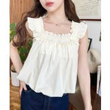 コットンワッシャーフリルショルダーバルーンシルエットノースリーブトップス | moment+ | 詳細画像18