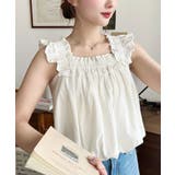 コットンワッシャーフリルショルダーバルーンシルエットノースリーブトップス | moment+ | 詳細画像25