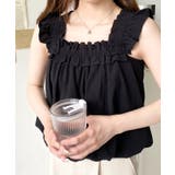 コットンワッシャーフリルショルダーバルーンシルエットノースリーブトップス | moment+ | 詳細画像3