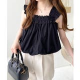 コットンワッシャーフリルショルダーバルーンシルエットノースリーブトップス | moment+ | 詳細画像4