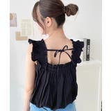 コットンワッシャーフリルショルダーバルーンシルエットノースリーブトップス | moment+ | 詳細画像9