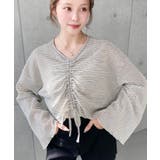 シアーボーダーフレアスリーブ長袖シャーリングプルオーバー | moment+ | 詳細画像10 