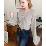 シアーボーダーフレアスリーブ長袖シャーリングプルオーバー | moment+ | 詳細画像13 