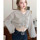 シアーボーダーフレアスリーブ長袖シャーリングプルオーバー | moment+ | 詳細画像15 