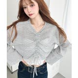 シアーボーダーフレアスリーブ長袖シャーリングプルオーバー | moment+ | 詳細画像2 