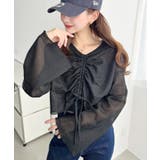 シアーボーダーフレアスリーブ長袖シャーリングプルオーバー | moment+ | 詳細画像20 