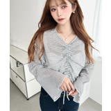 シアーボーダーフレアスリーブ長袖シャーリングプルオーバー | moment+ | 詳細画像3 