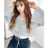 シアーボーダーフレアスリーブ長袖シャーリングプルオーバー | moment+ | 詳細画像4 