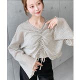 シアーボーダーフレアスリーブ長袖シャーリングプルオーバー | moment+ | 詳細画像9 