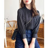 シフォンジョーゼットスタンドカラーフロントレースシャツ | moment+ | 詳細画像25