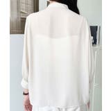 シフォンジョーゼットスタンドカラーフロントレースシャツ | moment+ | 詳細画像42