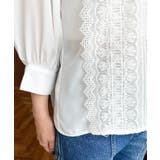 シフォンジョーゼットスタンドカラーフロントレースシャツ | moment+ | 詳細画像9