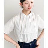 バンドカラー半袖ピンタックシャツ T/Cブロード | moment+ | 詳細画像14