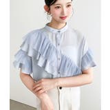 シフォンジョーゼット半袖ダブルフリルブラウス | moment+ | 詳細画像19 
