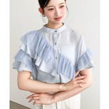 シフォンジョーゼット半袖ダブルフリルブラウス | moment+ | 詳細画像20 