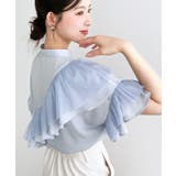シフォンジョーゼット半袖ダブルフリルブラウス | moment+ | 詳細画像22 