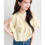 シフォンジョーゼット半袖ダブルフリルブラウス | moment+ | 詳細画像25 