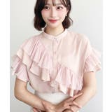 シフォンジョーゼット半袖ダブルフリルブラウス | moment+ | 詳細画像34 