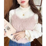 ピンク | ロングフェザーWストラップニットビスチェ | moment+