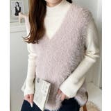 ラメフェザーVネックニットベスト | moment+ | 詳細画像12 