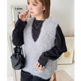 ラメフェザーVネックニットベスト | moment+ | 詳細画像13 