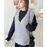 ラメフェザーVネックニットベスト | moment+ | 詳細画像15 