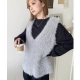 ラメフェザーVネックニットベスト | moment+ | 詳細画像16 