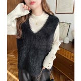 ラメフェザーVネックニットベスト | moment+ | 詳細画像24 