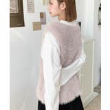 ラメフェザーVネックニットベスト | moment+ | 詳細画像3 