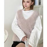 ラメフェザーVネックニットベスト | moment+ | 詳細画像4 