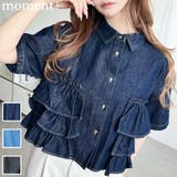 半袖ティアードフリルデニムシャツ | moment+ | 詳細画像1